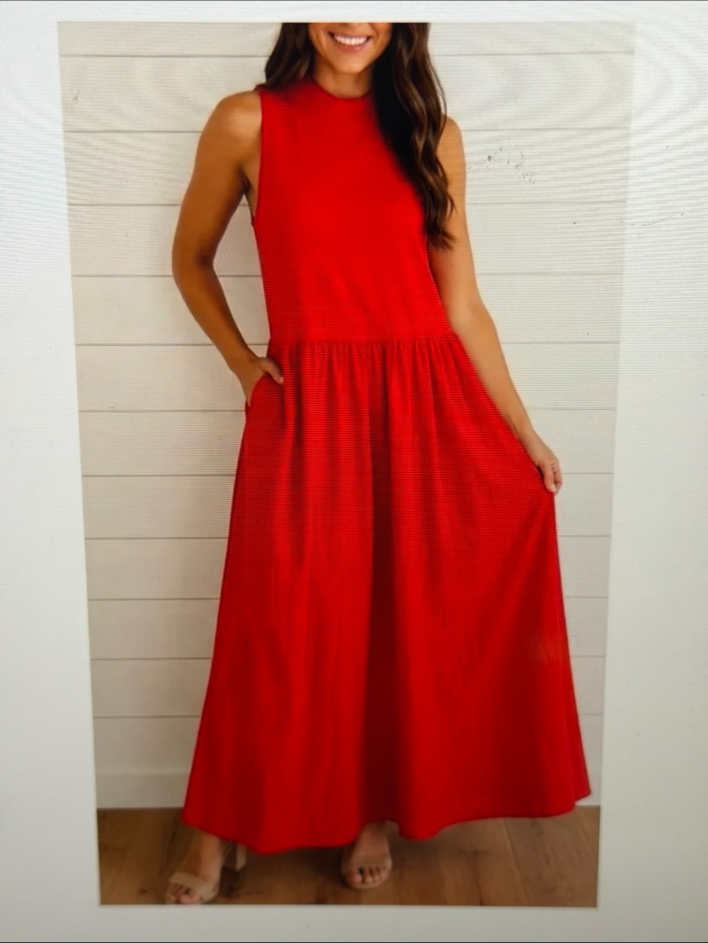 A New Day Red Mock Neck MIDI Dress SzXS NWOT